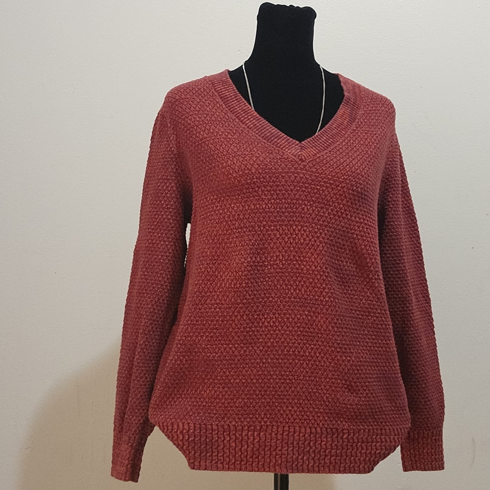 Lands' End Women's V-Neck Sweater - Deep Red
